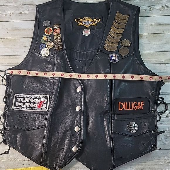 REAL Women's Biker Vest Cut with Patches & Pins from Wild Fire HOG Villa Park IL - Picture 14 of 16